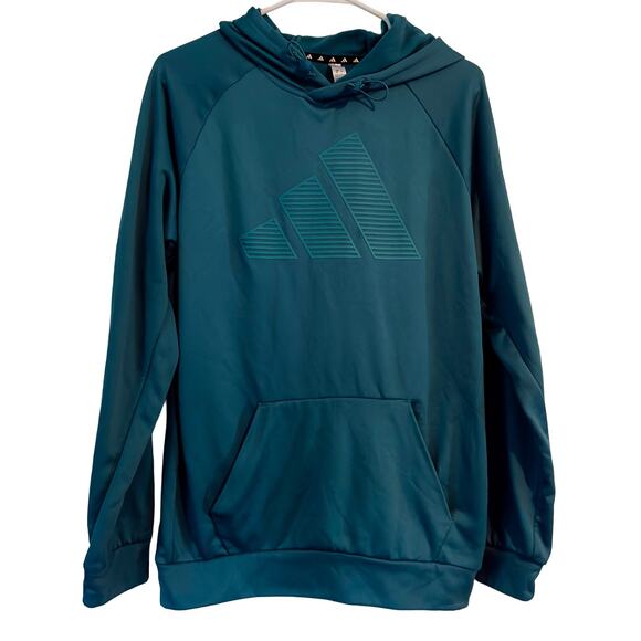 Adidas Active Fleece-Lined Pullover Hoodie Arctic Blue Teal Men's Medium - Picture 1 of 5